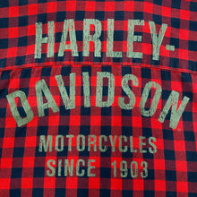 Load image into Gallery viewer, Harley Davidson Plaid Embroidered Short Sleeve Button Up Shirt XL
