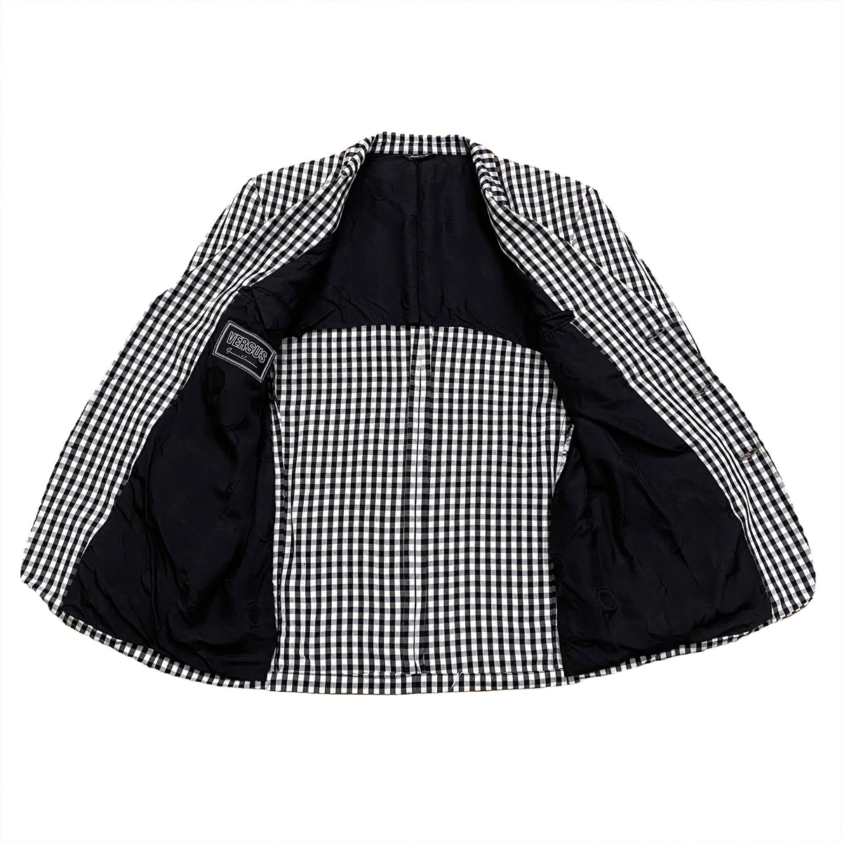 Vintage 90’s Versus Gianni Versace Black & White Plaid Blazer Jacket 50