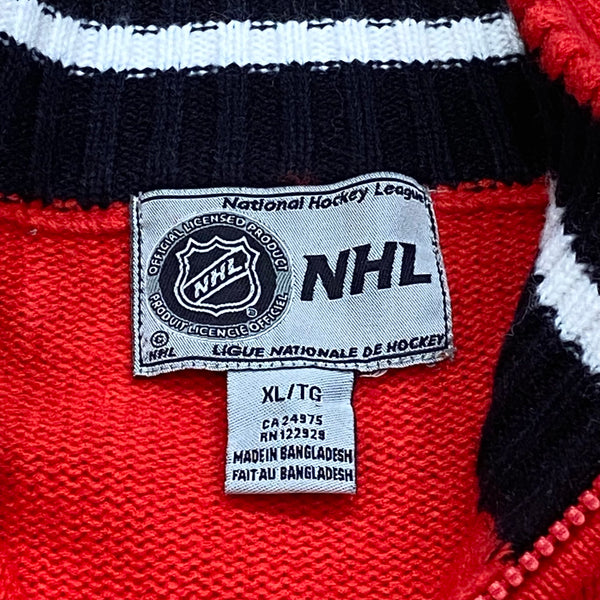 NHL Calgary Flames 1/4 Zip Knit Sweater Mens XL