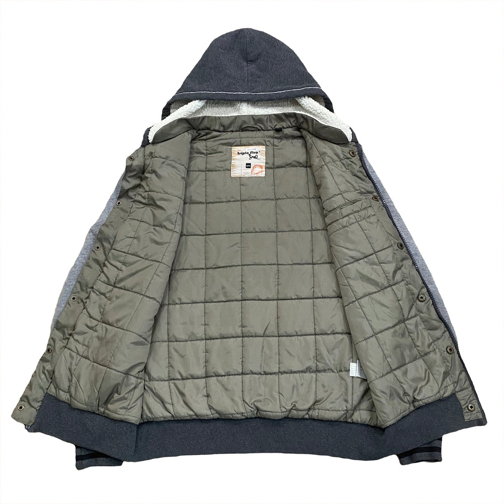 Triple Five Soul Sherpa & Quilted Lined Distressed Zip Hoodie Medium