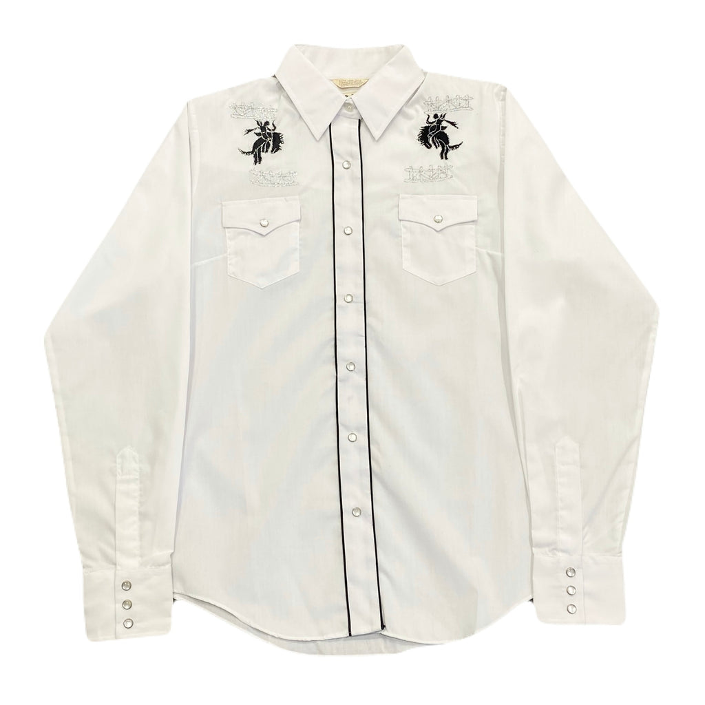 Vintage Bar B Embroidered Pearl Snap Extra Long Tails Western Shirt Women’s 16