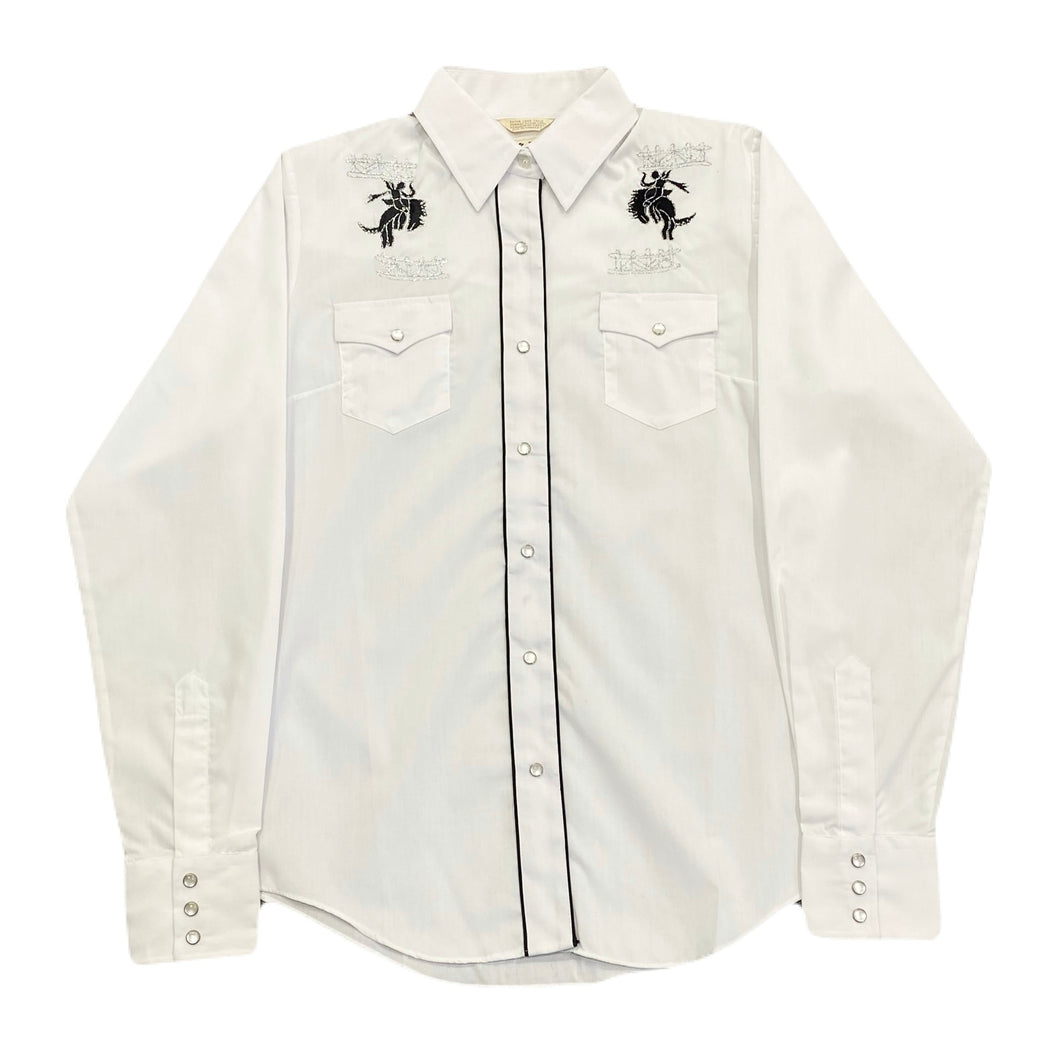 Vintage Bar B Embroidered Pearl Snap Extra Long Tails Western Shirt Women’s 16