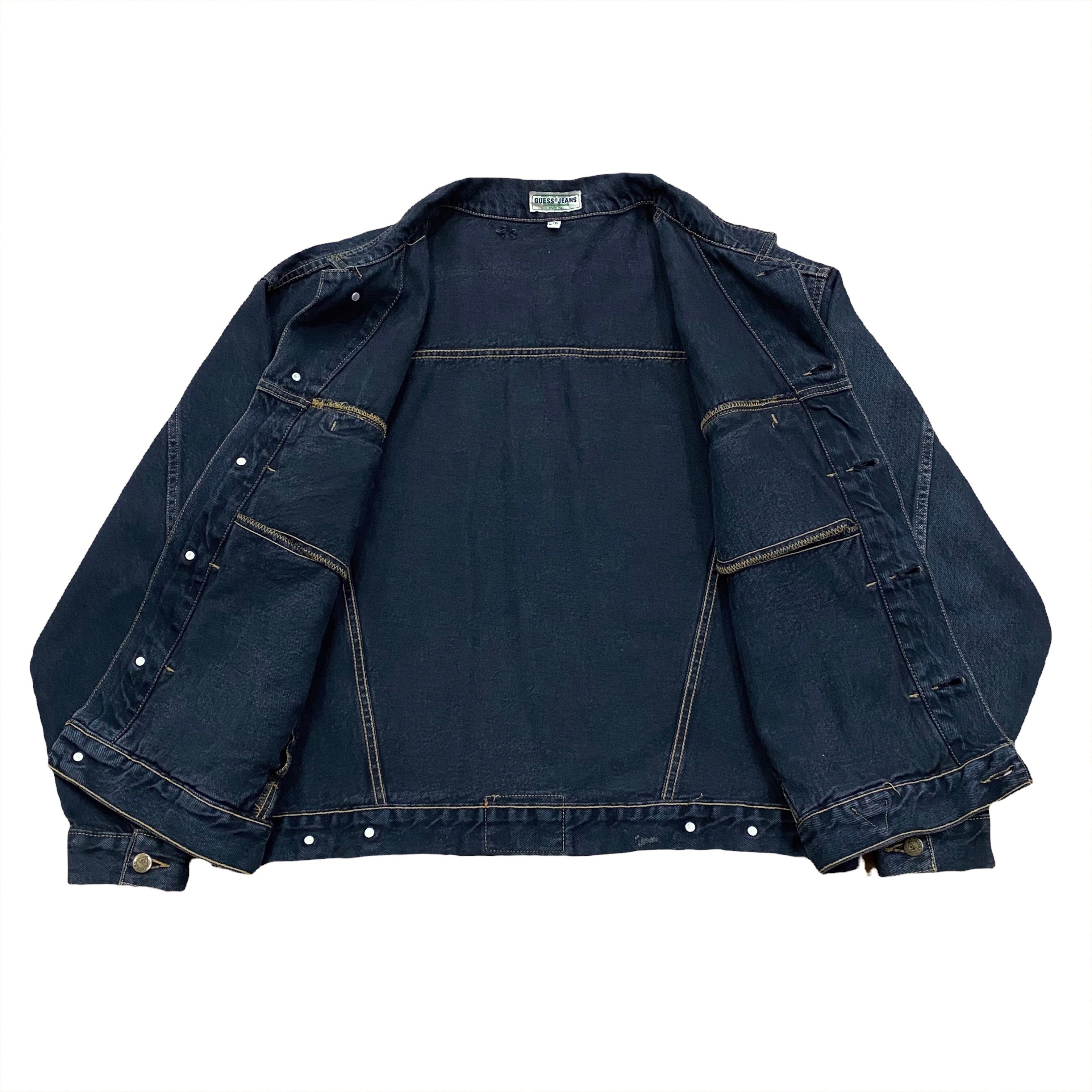 Vintage Guess USA Black Denim Jacket Men’s Large