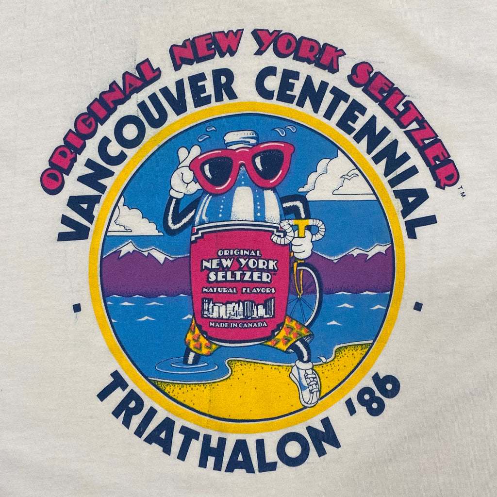Vintage 1986 Original New York Seltzer Vancouver Centennial Triathlon T-Shirt Men’s Small