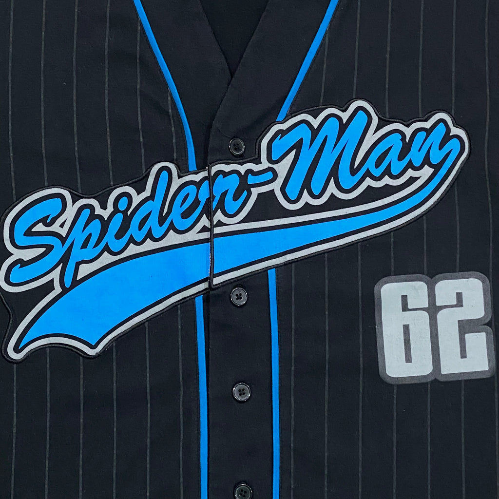 Marvel Mad Engine 2011 Spider-Man Spell Out Baseball Jersey Shirt Small