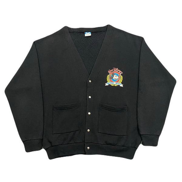 Vintage Disney Mickey Mouse Faded Black Snap Cardigan Sweater Men’s XL