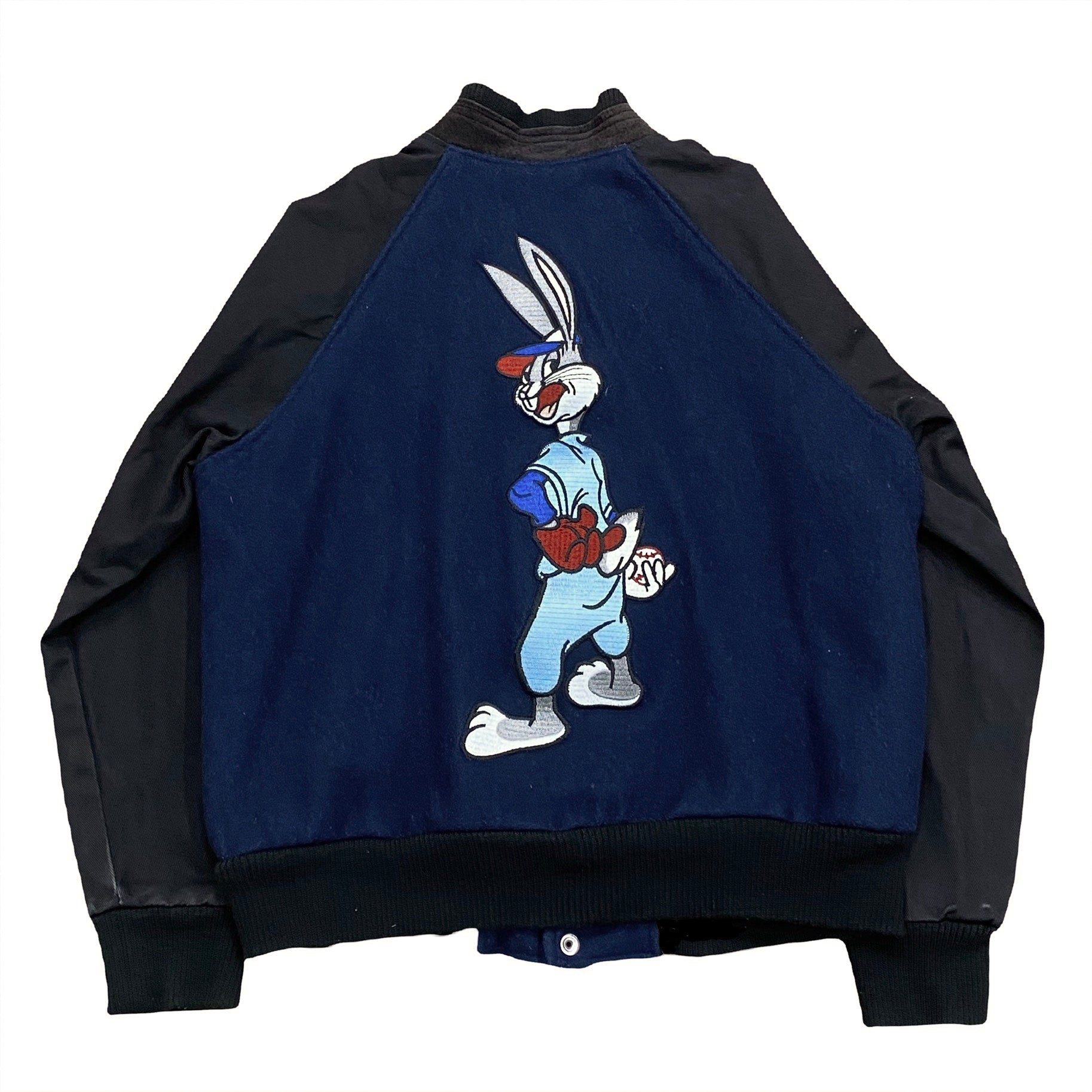 Vintage 90's Looney Tunes Bugs Bunny Embroidered Wool Baseball Varsity Jacket Youth Large 14-16