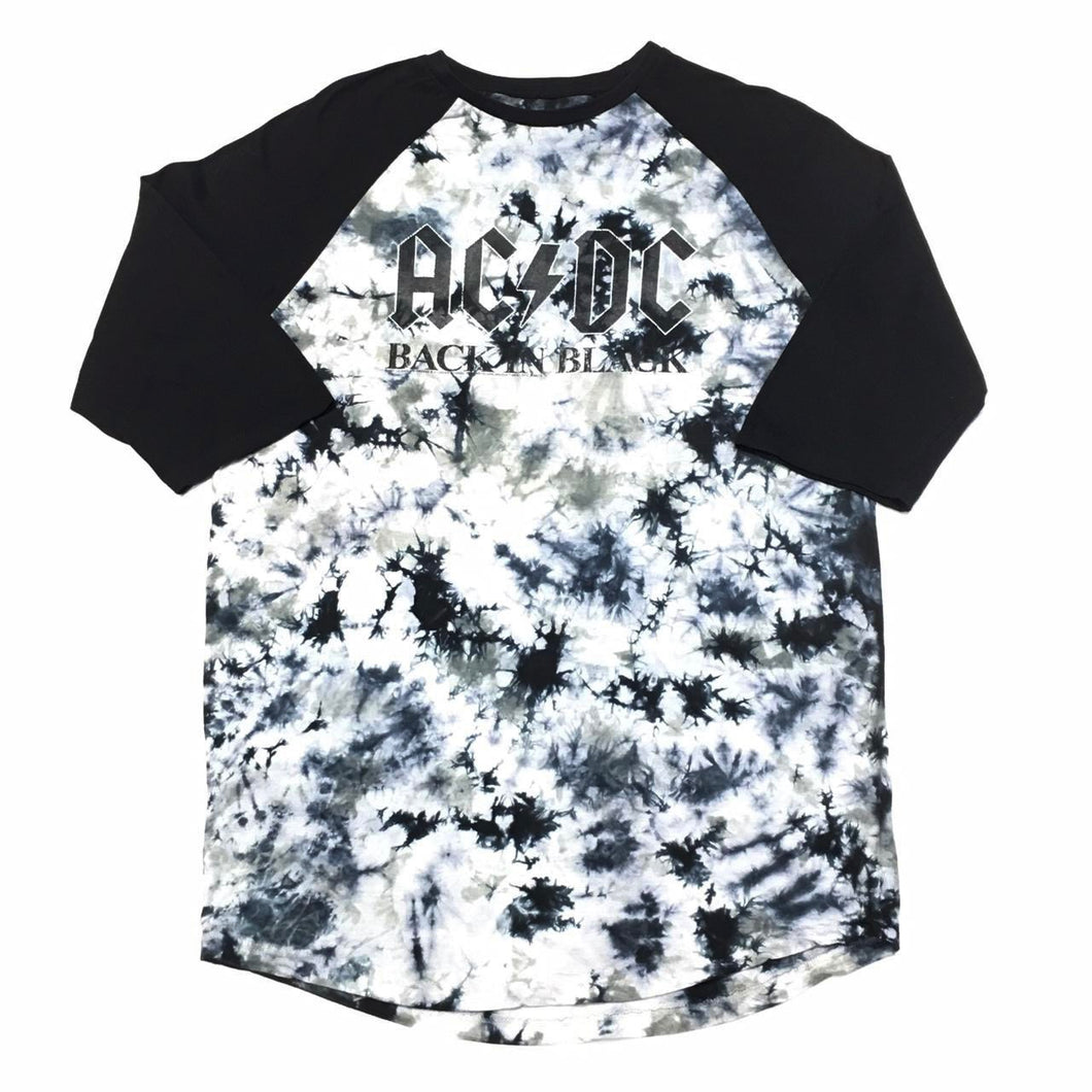AC/DC 2017 Back in Black Tie-Dye Raglan T-Shirt Mens XL