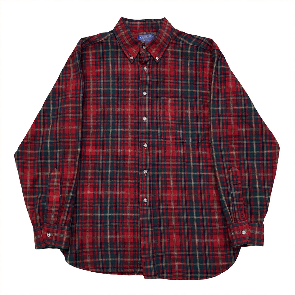 Vintage Pendleton Plaid Flannel Virgin Wool Button Up Shirt Men’s Large