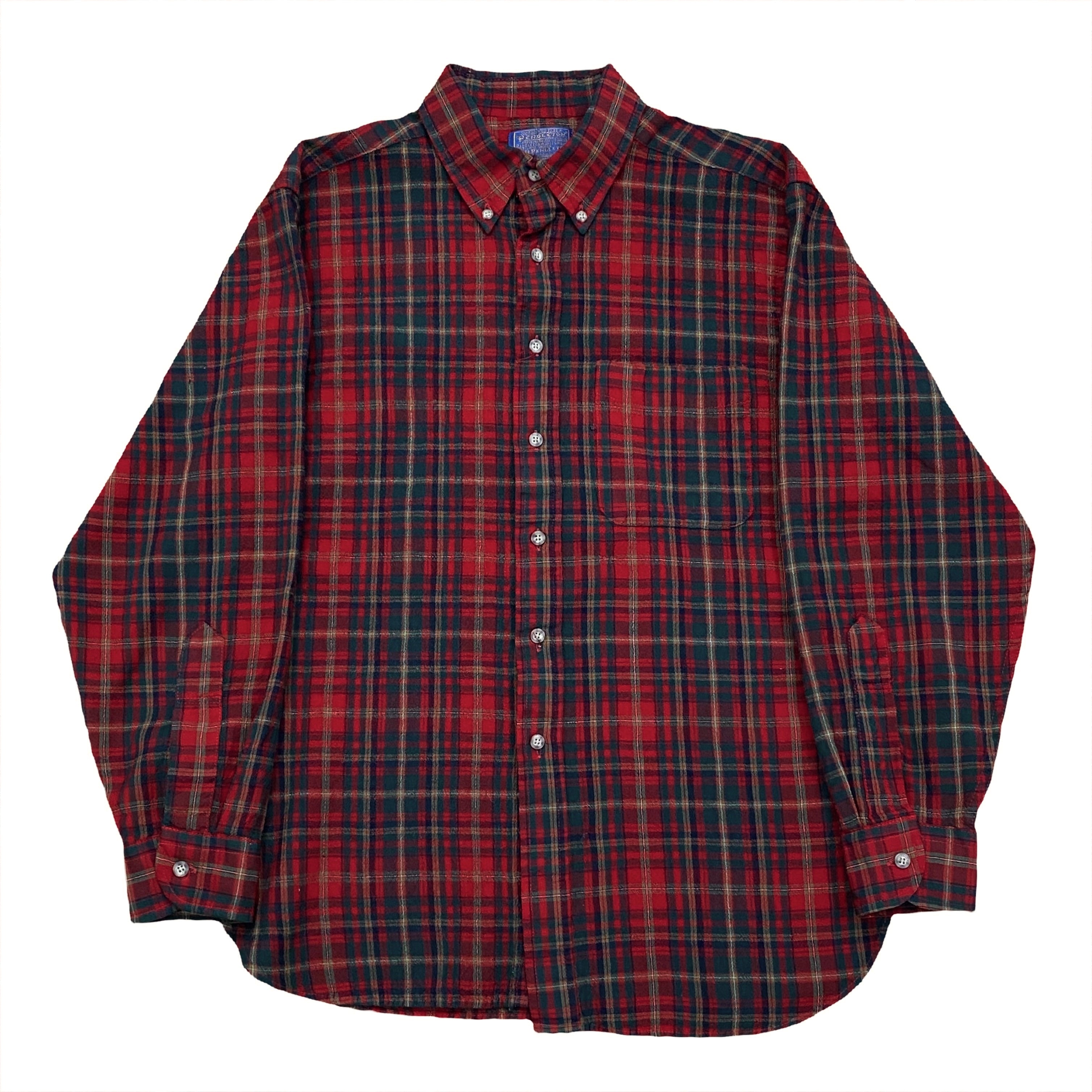 Vintage Pendleton Plaid Flannel Virgin Wool Button Up Shirt Men’s Large