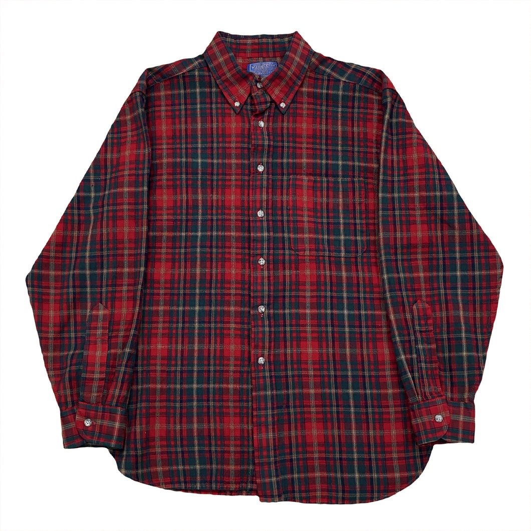 Vintage Pendleton Plaid Flannel Virgin Wool Button Up Shirt Men’s Large