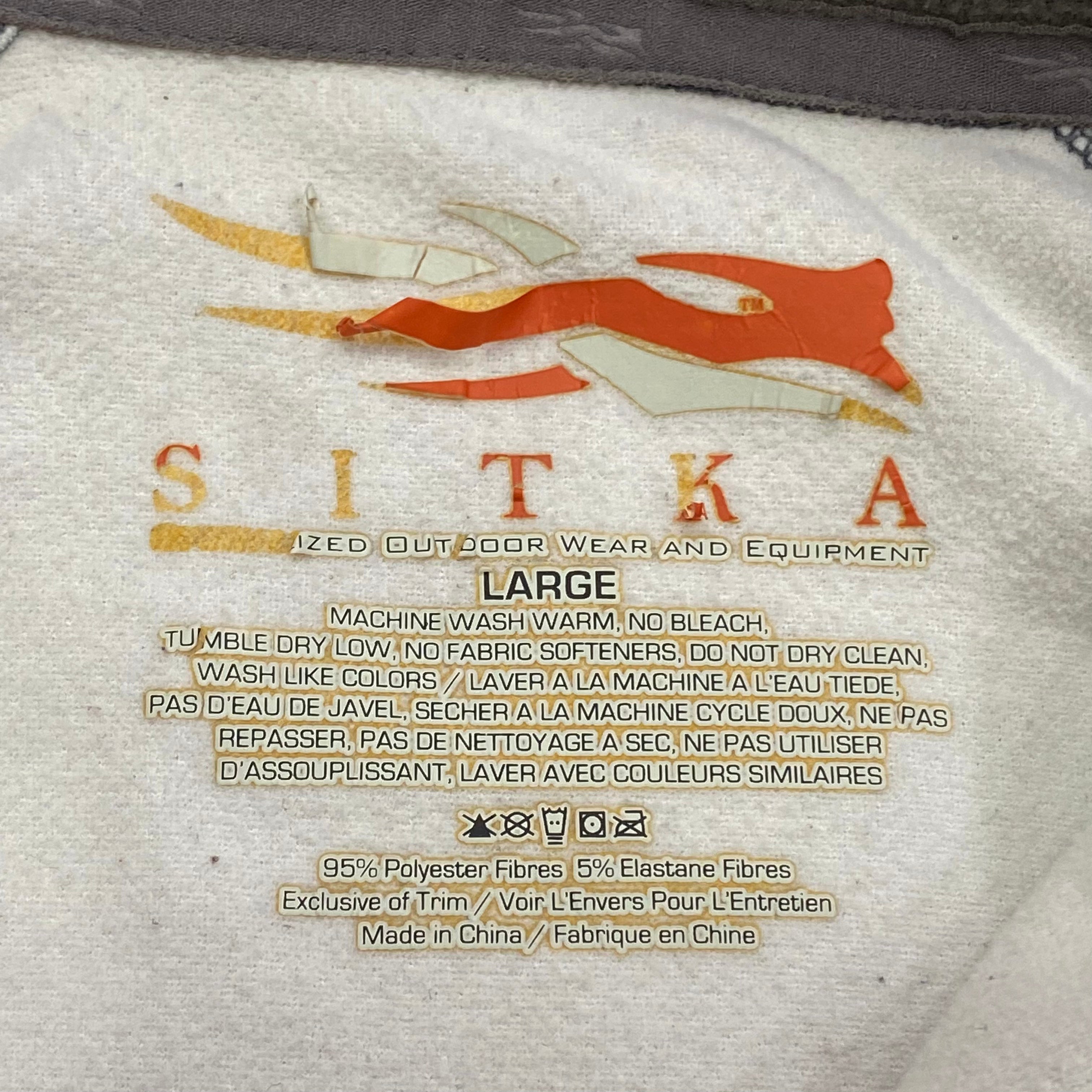 Sitka Gore Optifade 1/2 Zip Digital Camo Fleece Lined Sweatshirt Large