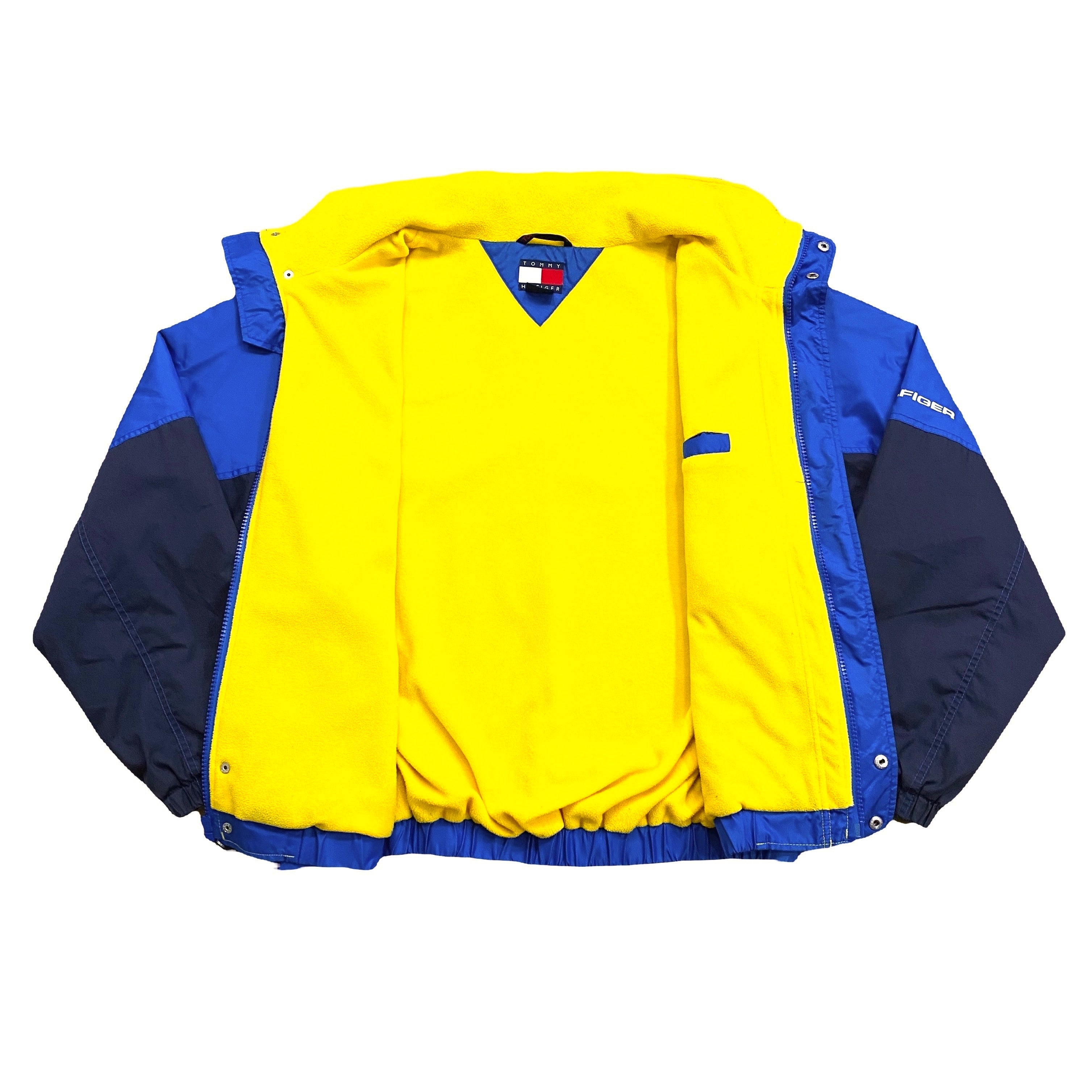 Vintage Tommy Hilfiger Fleece Lined Windbreaker Jacket With Concealable Hood XL