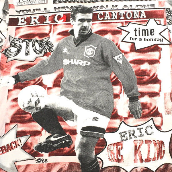 Vintage Manchester United FC Eric Cantona All Over Print Soccer Football T-Shirt Men’s Medium