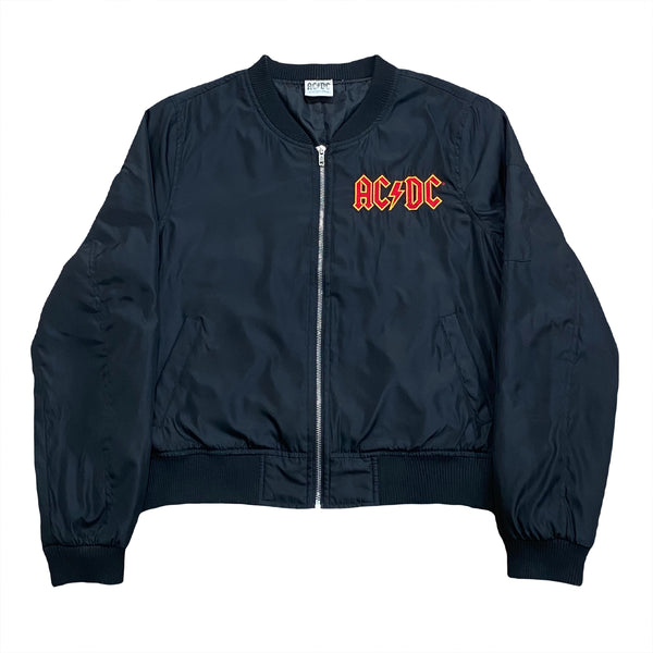 Forever 21 AC/DC 1981 World Tour Ribbed Black Red Bomber Jacket Women’s Medium