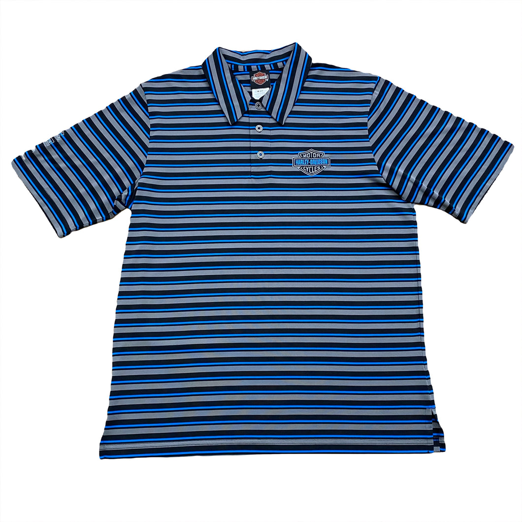 Harley Davidson Striped Golf Shirt Large