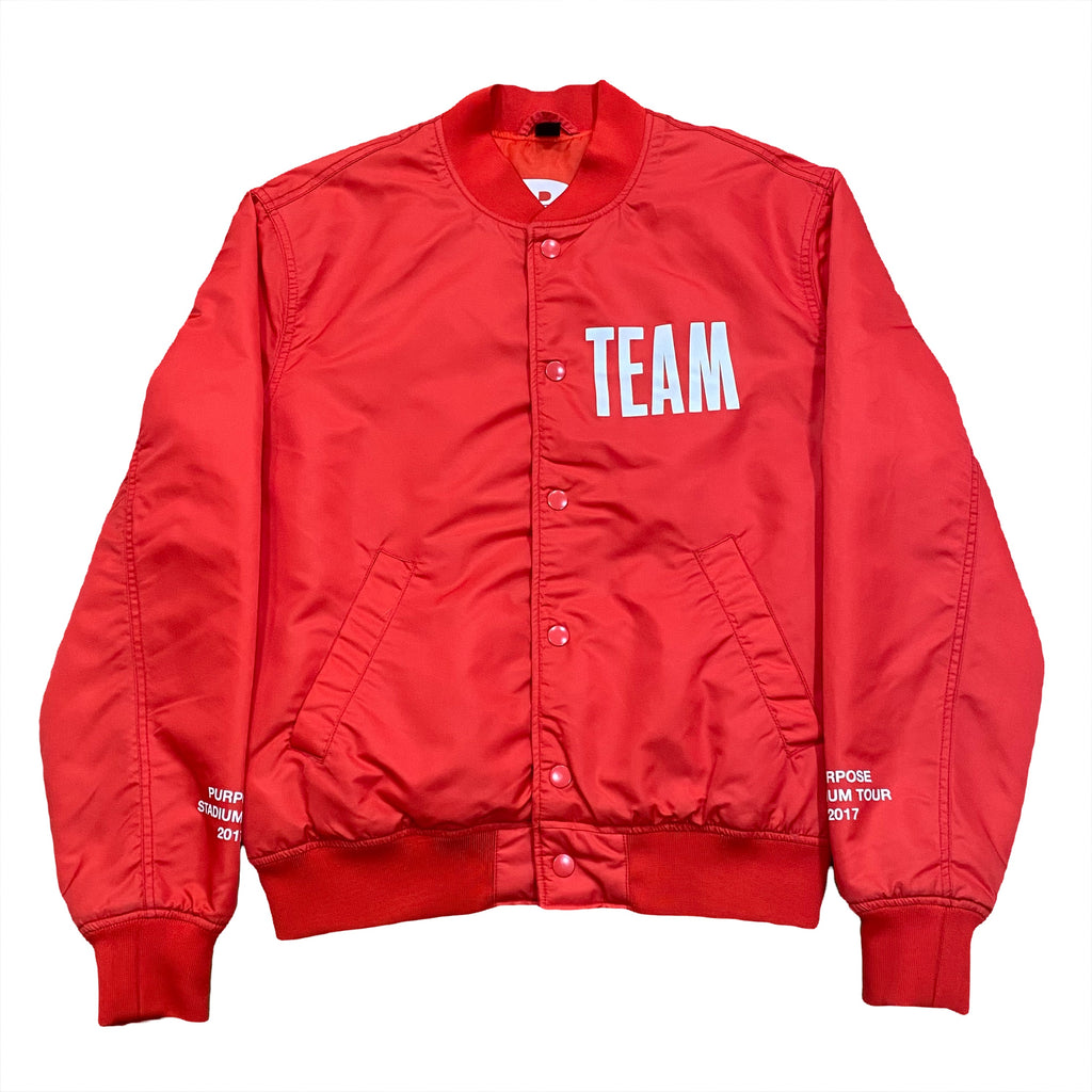Justin Bieber 2017 Purpose Stadium Tour Team Bomber Jacket Men's Medium