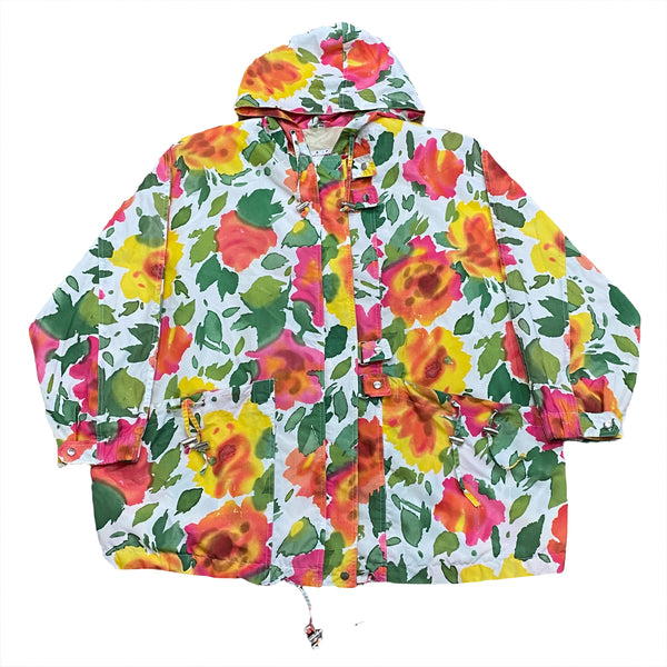 Vintage 80’s Pizazz Floral All Over Print Windbreaker Jacket Women’s Medium