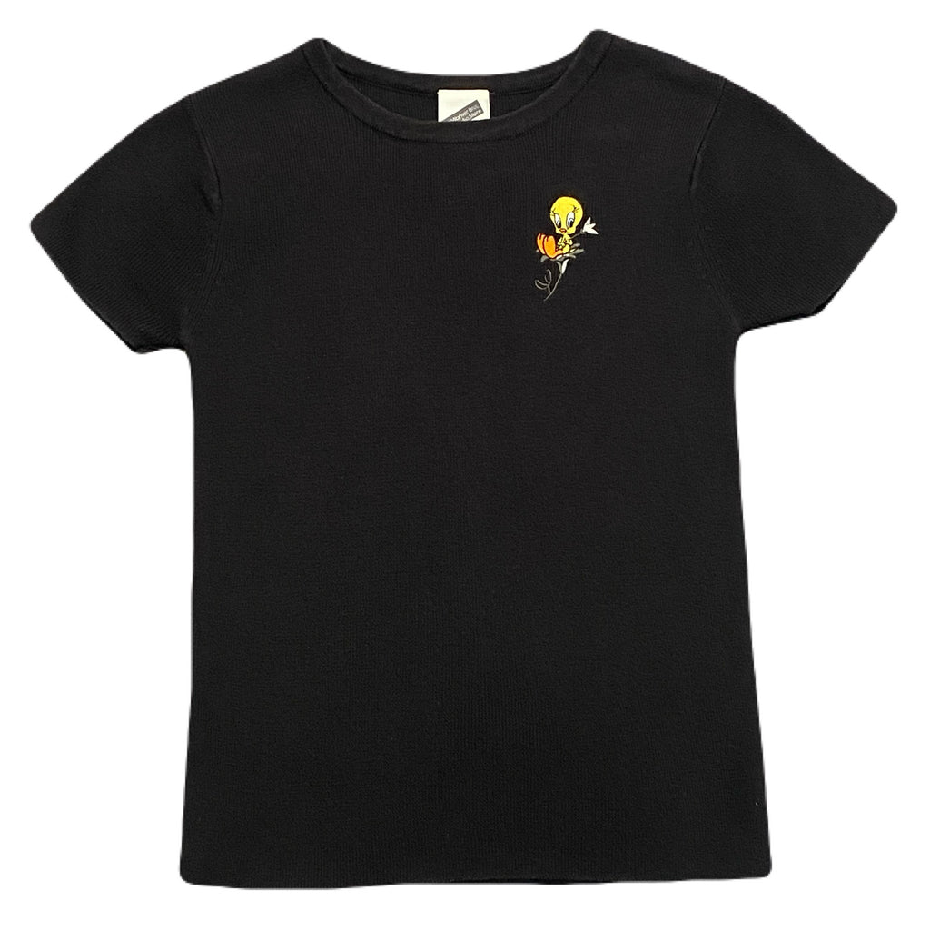 Vintage 1999 Warner Bros. Studio Store Tweety Bird Embroidered Black T-Shirt Women’s XS