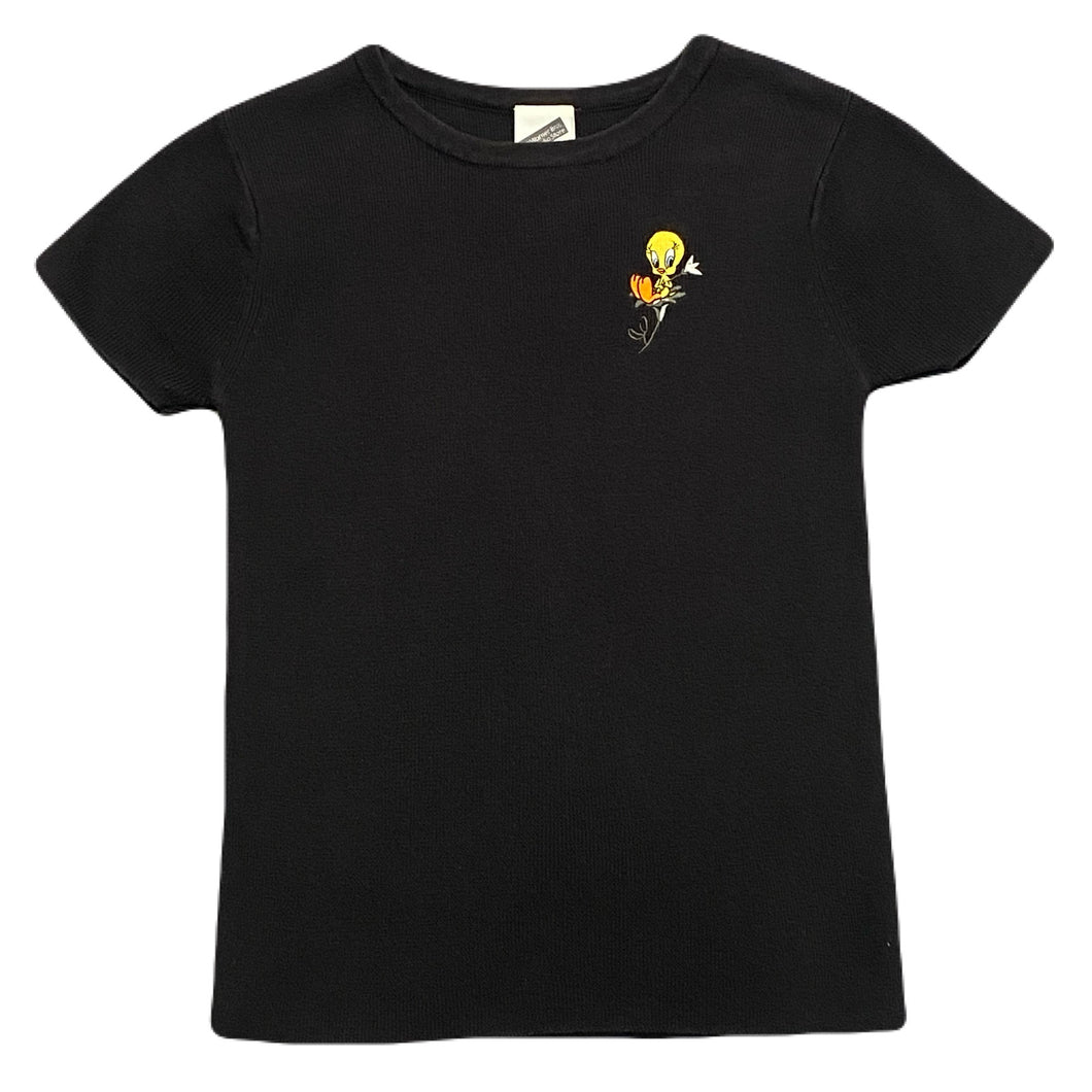 Vintage 1999 Warner Bros. Studio Store Tweety Bird Embroidered Black T-Shirt Women’s XS