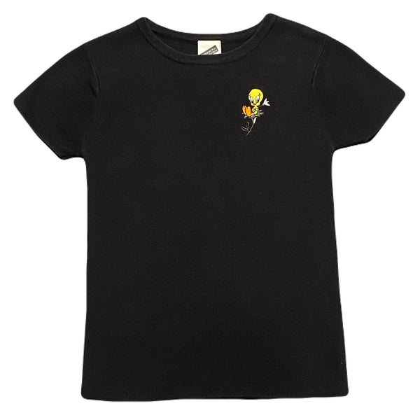 Vintage 1999 Warner Bros. Studio Store Tweety Bird Embroidered Black T-Shirt Women’s XS