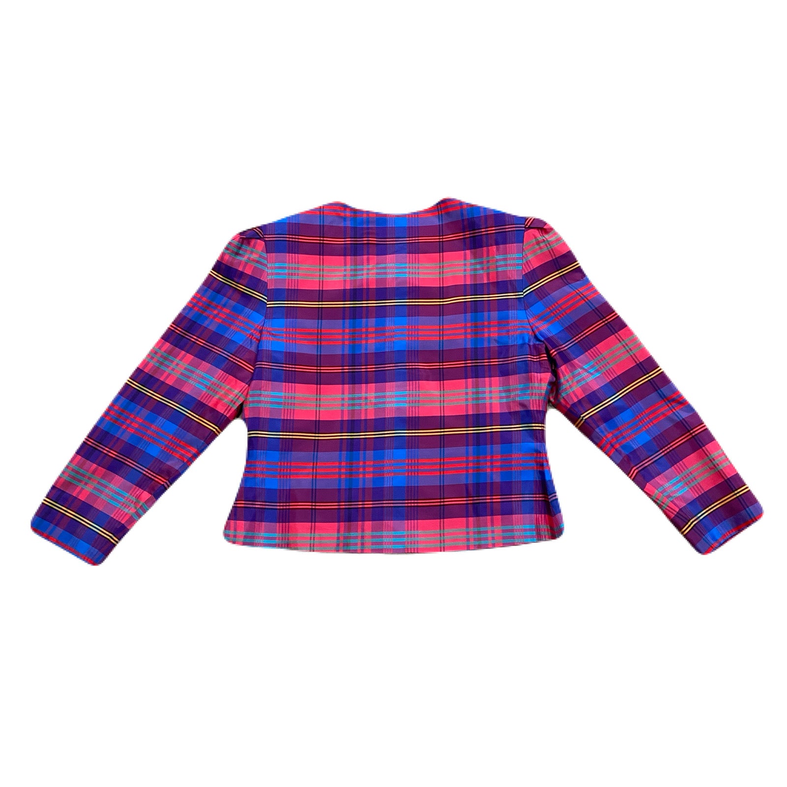 Vintage Braemar Petites Jeremy Scott Colorful Plaid Blazer Jacket Women’s 12