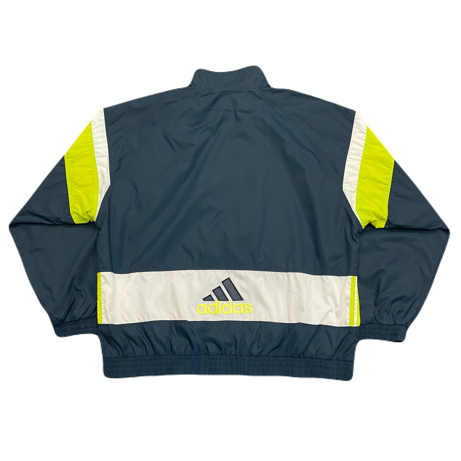 Vintage Adidas Full Zip Blue Neon Yellow White Windbreaker Jacket Men’s XL