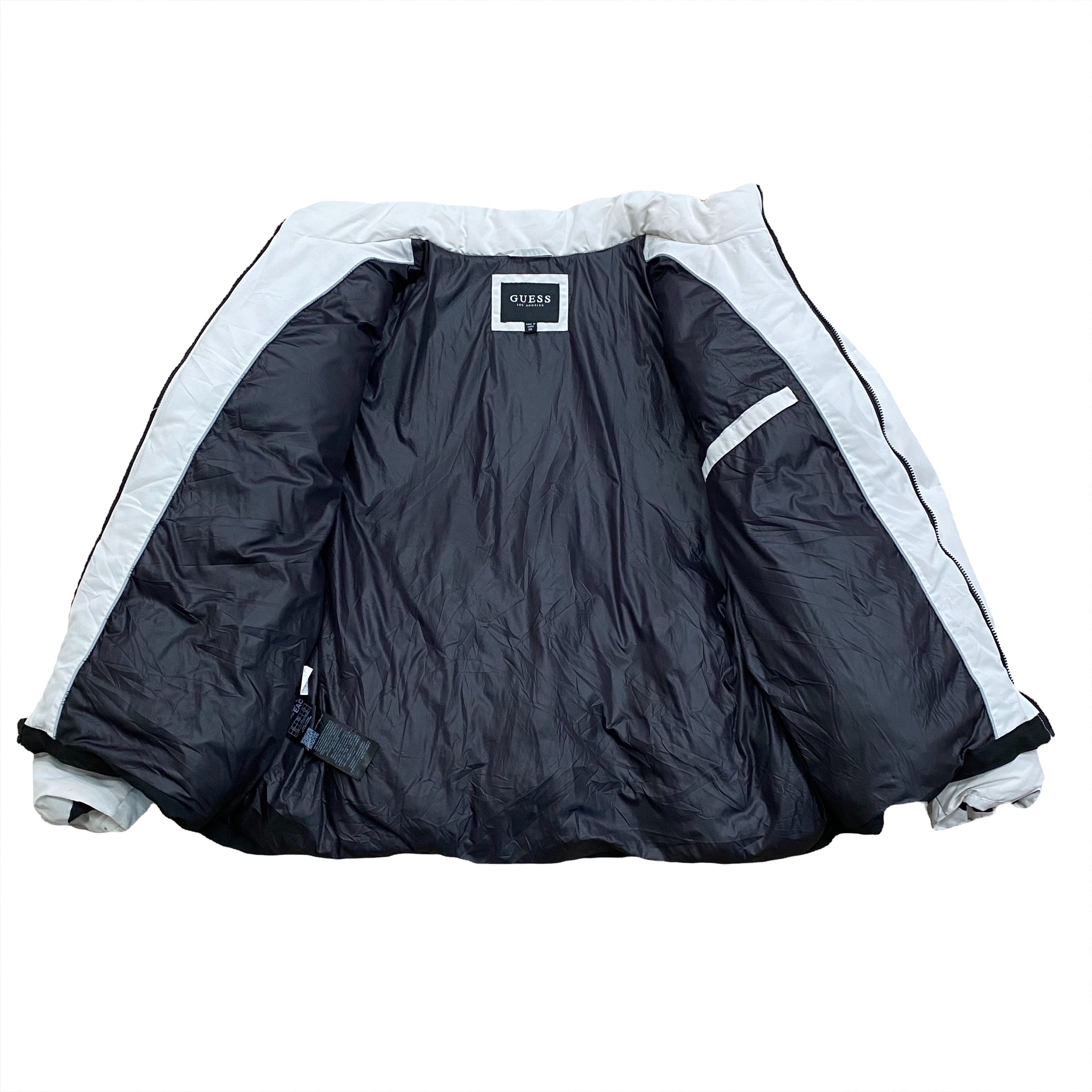 Guess Logo White/Black 119AP506 Back Spell Out Bomber Jacket XXL