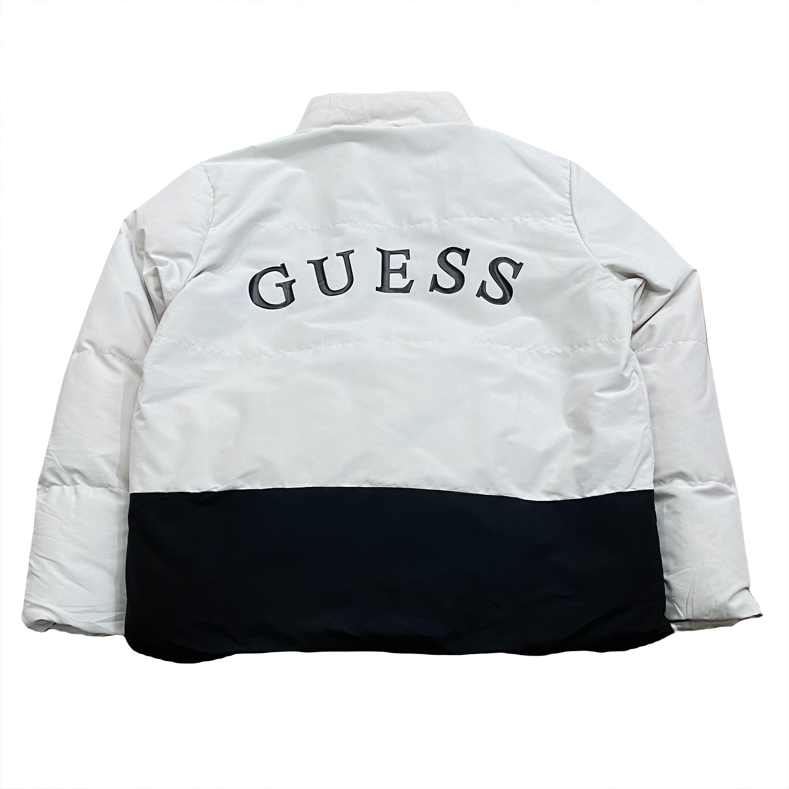 Guess Logo White/Black 119AP506 Back Spell Out Bomber Jacket XXL