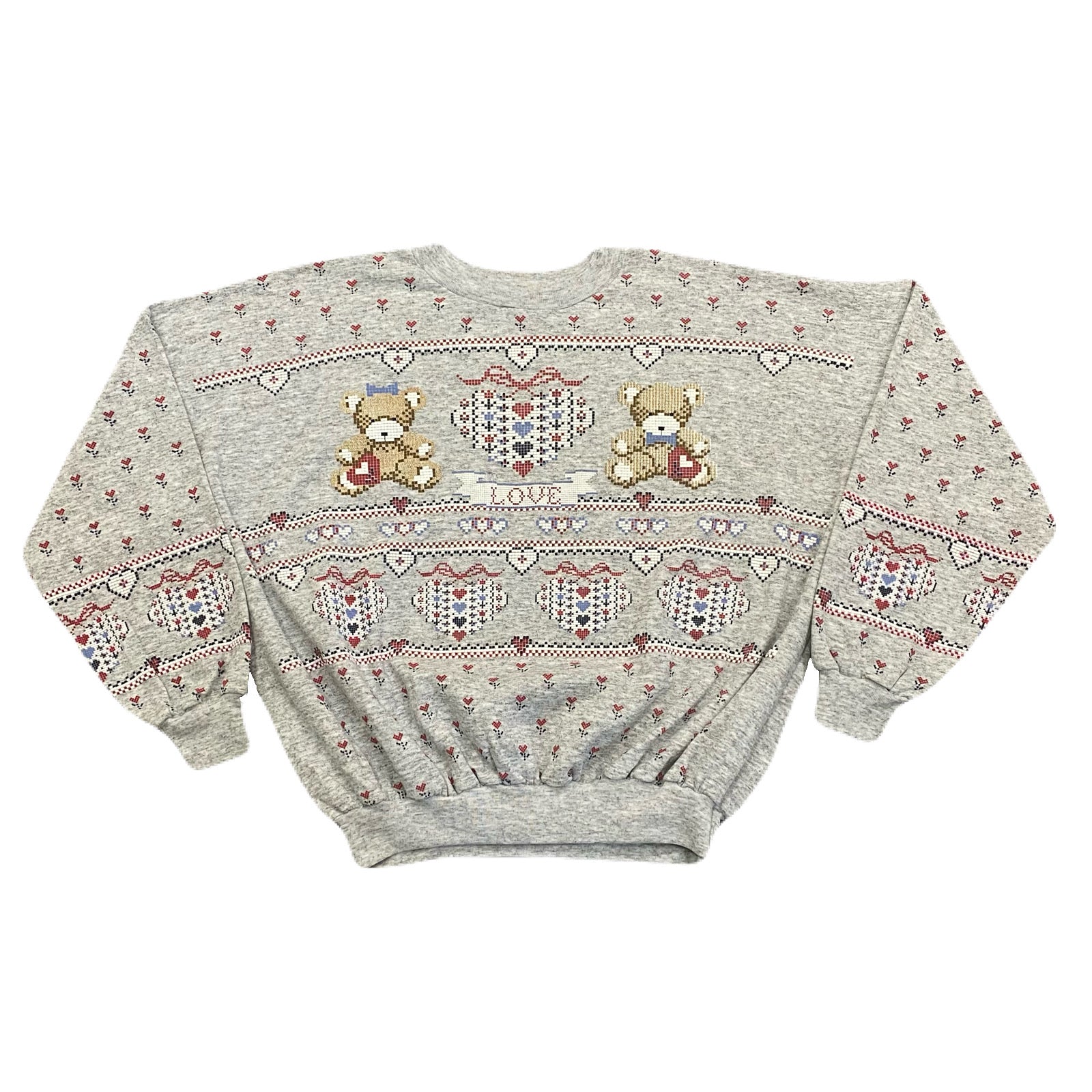 Vintage Scoop Of Spumoni Teddy Bear Puffy Print AOP Sweatshirt Women’s Large