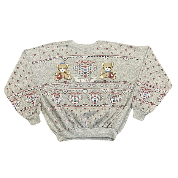 Vintage Scoop Of Spumoni Teddy Bear Puffy Print AOP Sweatshirt Women’s Large