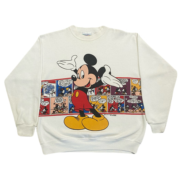 Vintage Walt Disney Mickey Mouse Comic Strip Double Sided Sweatshirt Adult Large