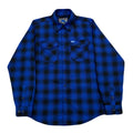 Dixxon Flannel The Circle Pit Heavy Metal Blue Plaid Snap Button Shirt Men’s Small