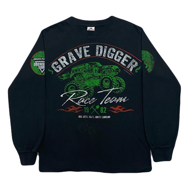 Grave Digger Monster Jam 2013 Race Team Signed Charlie Pauken Long Sleeve Shirt Mens Small