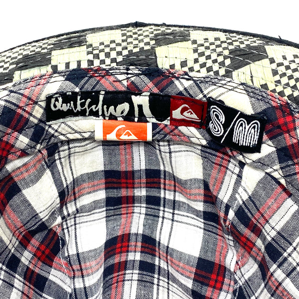 Vintage 90’s Quiksilver Woven Straw Checker Plaid Lined Pinch Front Fedora Hat Small/Medium (Like New)