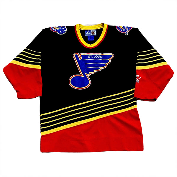 Rare Vintage 90’s Starter NHL St. Louis Blues Black Western Conference Hockey Jersey Youth Small/Medium