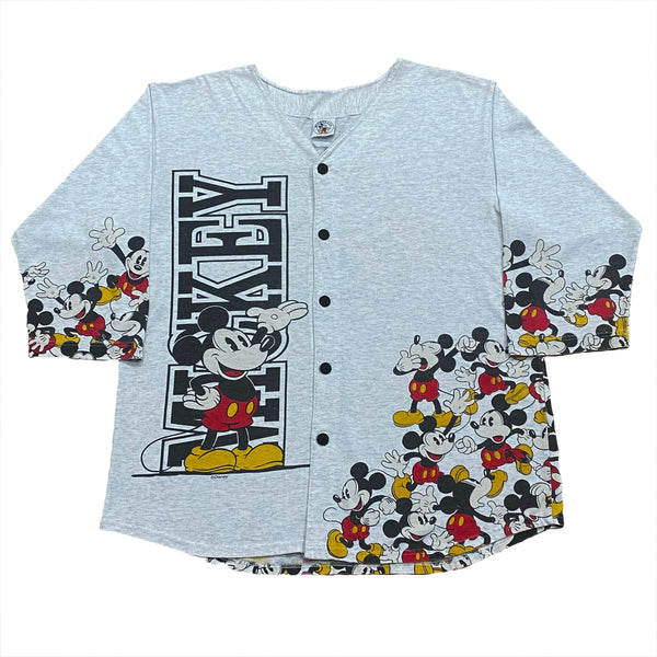 Vintage 90’s Mickey & Co Mickey Mouse All Over Print Baseball Shirt Adult Medium