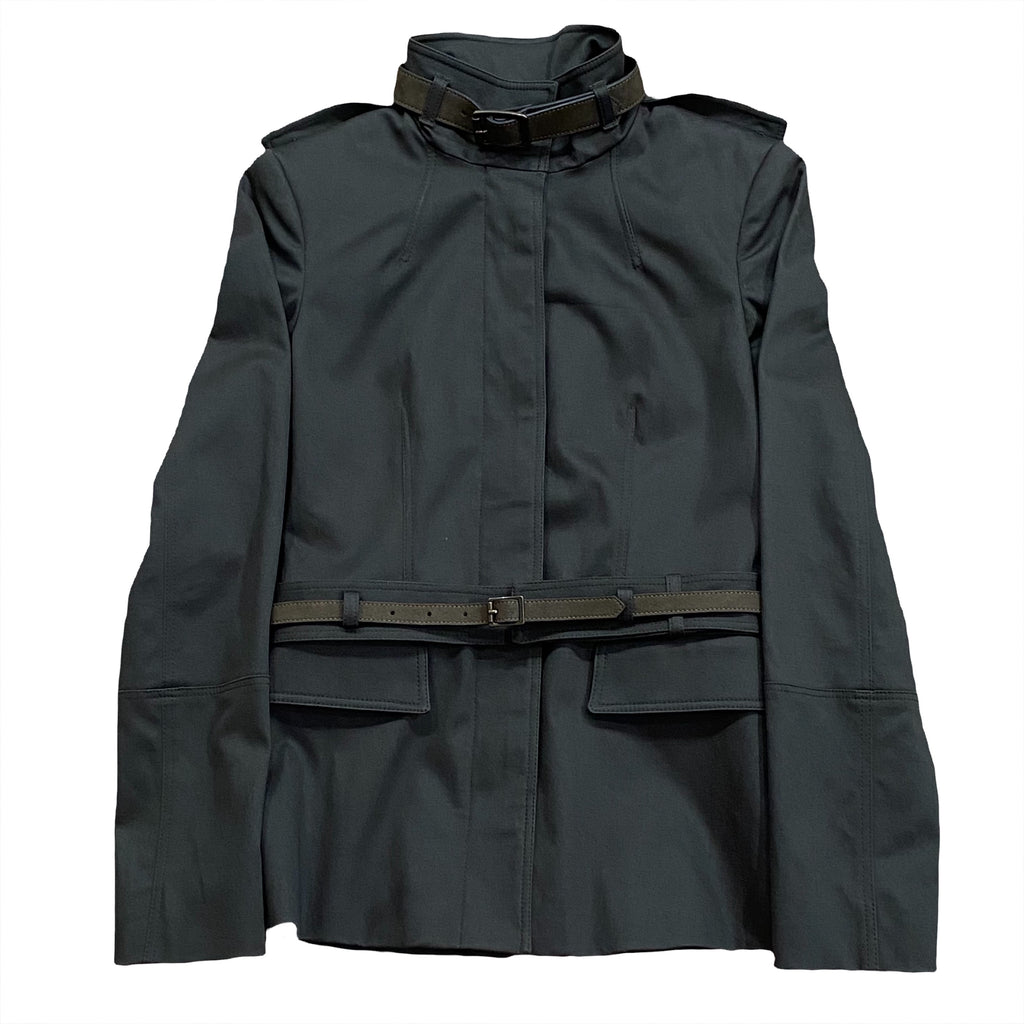Burberry London Army Green Belted Military Jacket Women’s Size 2