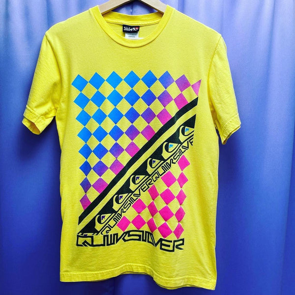 Vintage 90’s Quiksilver Surf Skate Geometric Neon T-Shirt Small