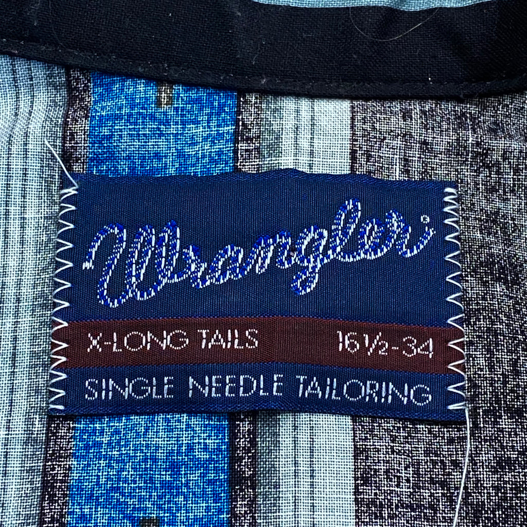 Vintage Wrangler X-Long Tails Aztec Western Pearl Snap Long Sleeve Shirt 16.5-34 (Like New)