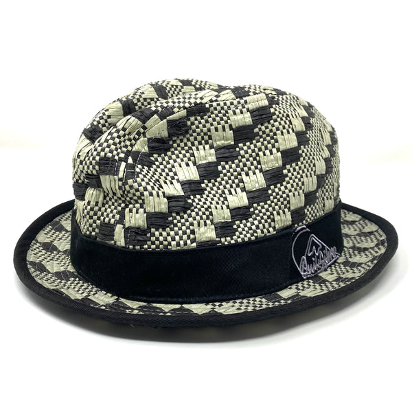 Vintage 90’s Quiksilver Woven Straw Checker Plaid Lined Pinch Front Fedora Hat Small/Medium (Like New)