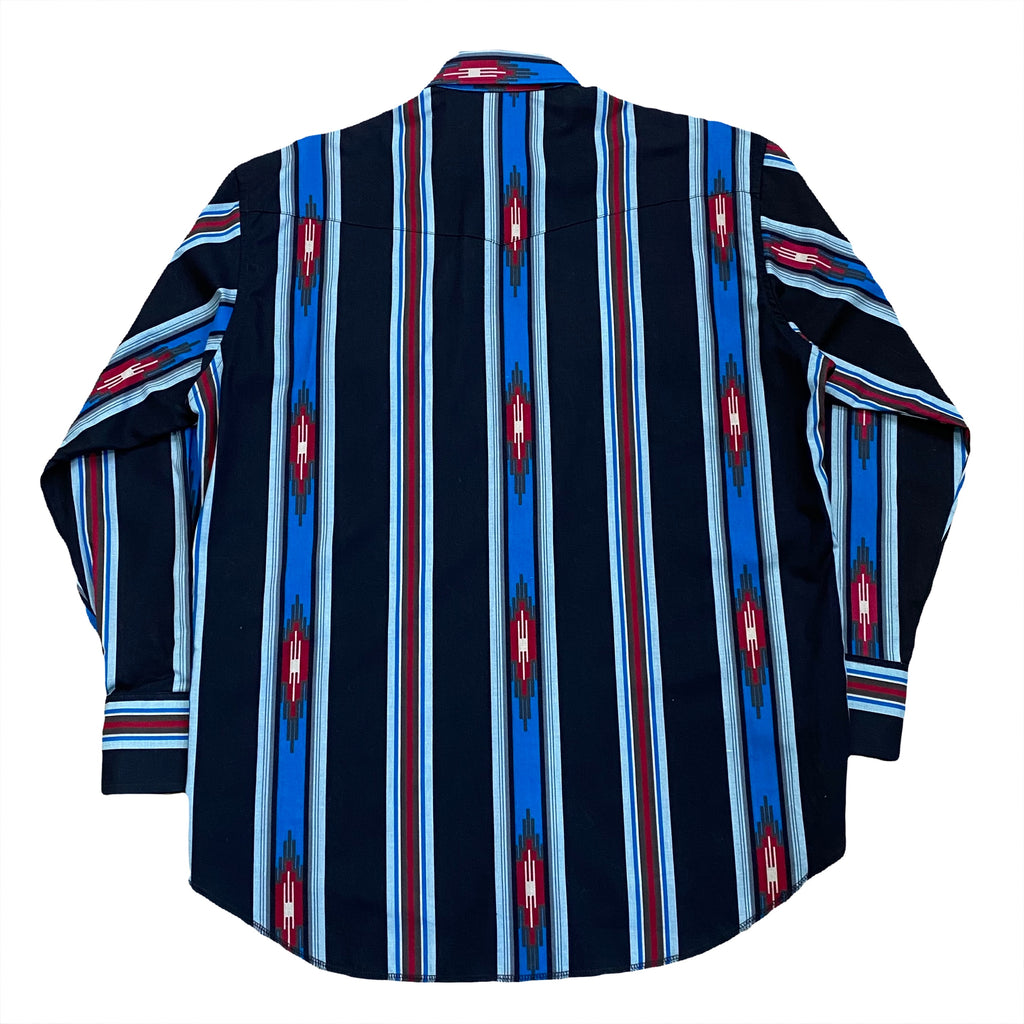 Vintage Wrangler X-Long Tails Aztec Western Pearl Snap Long Sleeve Shirt 16.5-34 (Like New)
