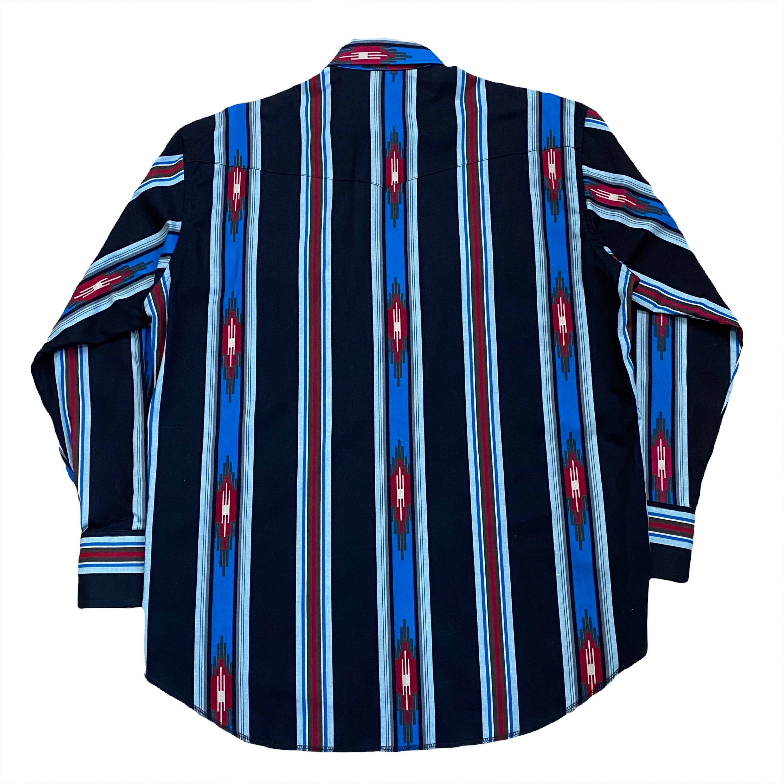 Vintage Wrangler X-Long Tails Aztec Western Pearl Snap Long Sleeve Shirt 16.5-34 (Like New)