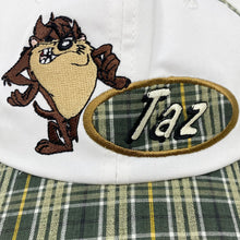 Load image into Gallery viewer, Vintage 1996 Looney Tunes Taz Plaid Elastic Back Hat  (New With Tags)

