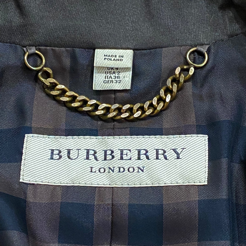 Burberry London Army Green Belted Military Jacket Women’s Size 2