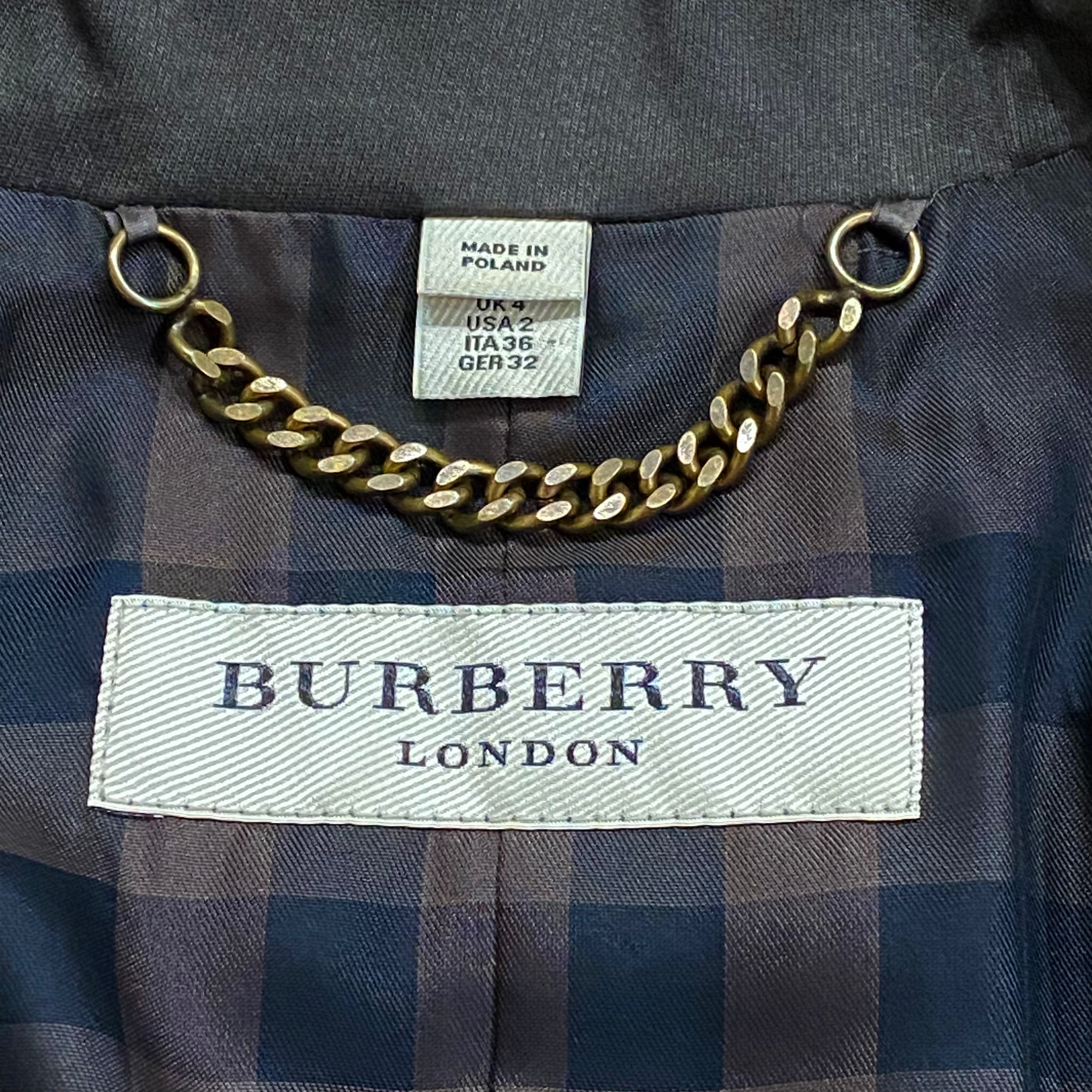 Burberry London Army Green Belted Military Jacket Women’s Size 2