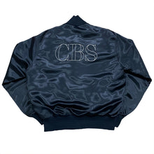 Load image into Gallery viewer, Vintage 80’s CBS TV Network Embroidered Black Satin Jacket Women’s Medium

