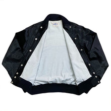 Load image into Gallery viewer, Vintage 80’s CBS TV Network Embroidered Black Satin Jacket Women’s Medium

