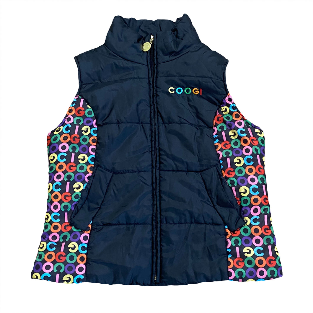 COOGI Rainbow Spell Out Puffer Vest Women’s XL