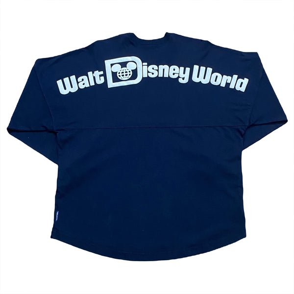 Walt Disney World Navy Puffy Print Spellout Spirit Jersey Long Sleeve Shirt Medium